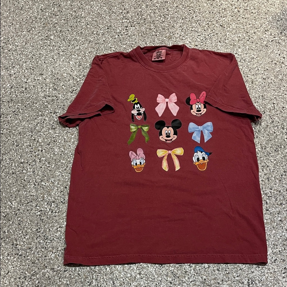 Disney Burgundy T-Shirt with Character Bows